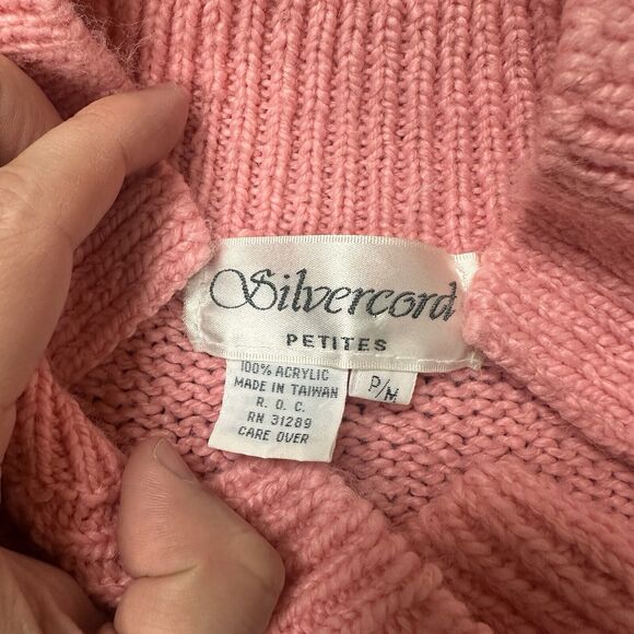 Vintage Silvercord Petites Sweater Womans Sz M Pet. Acrylic L/S 1 Button 90s Y2K - Picture 4 of 7